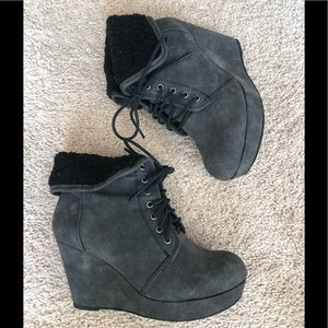 Gray/black booties